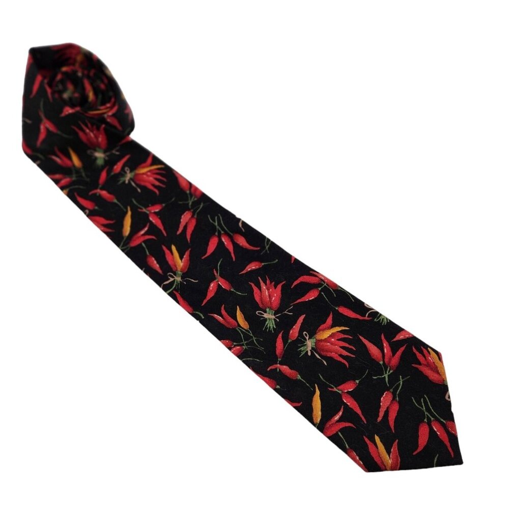 Tango by Max Raab Spicy Chili Pepper Print‎ Mens Necktie Tie 100% Cotton USA EUC